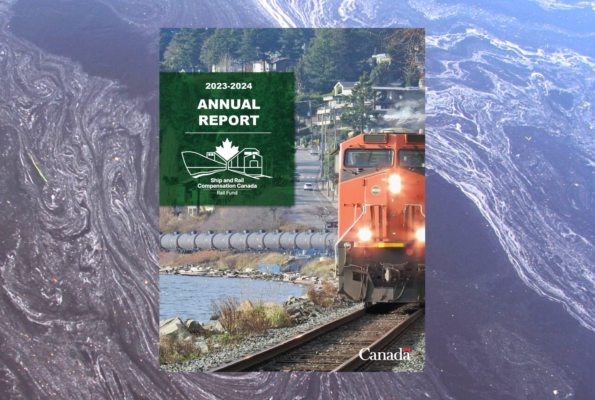 Cover of the Rail Report 2024 featuring an orange train on railway tracks.